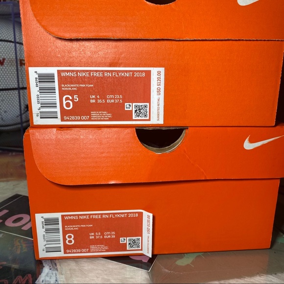 🆕 Nike Wmns Free RN Flyknit 2018 'Black Pink Foam - Picture 9 of 10